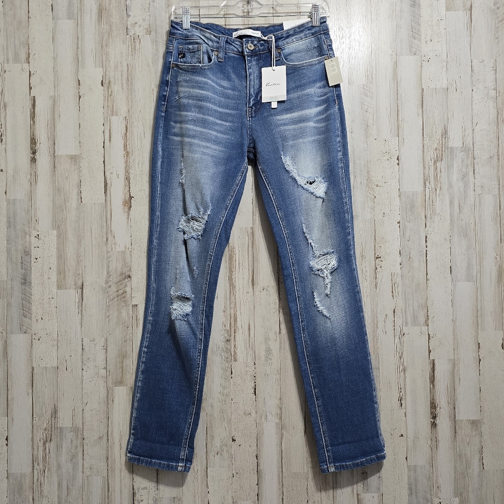KanCan High Rise Medium Distressed Boyfriend Jeans Size 27